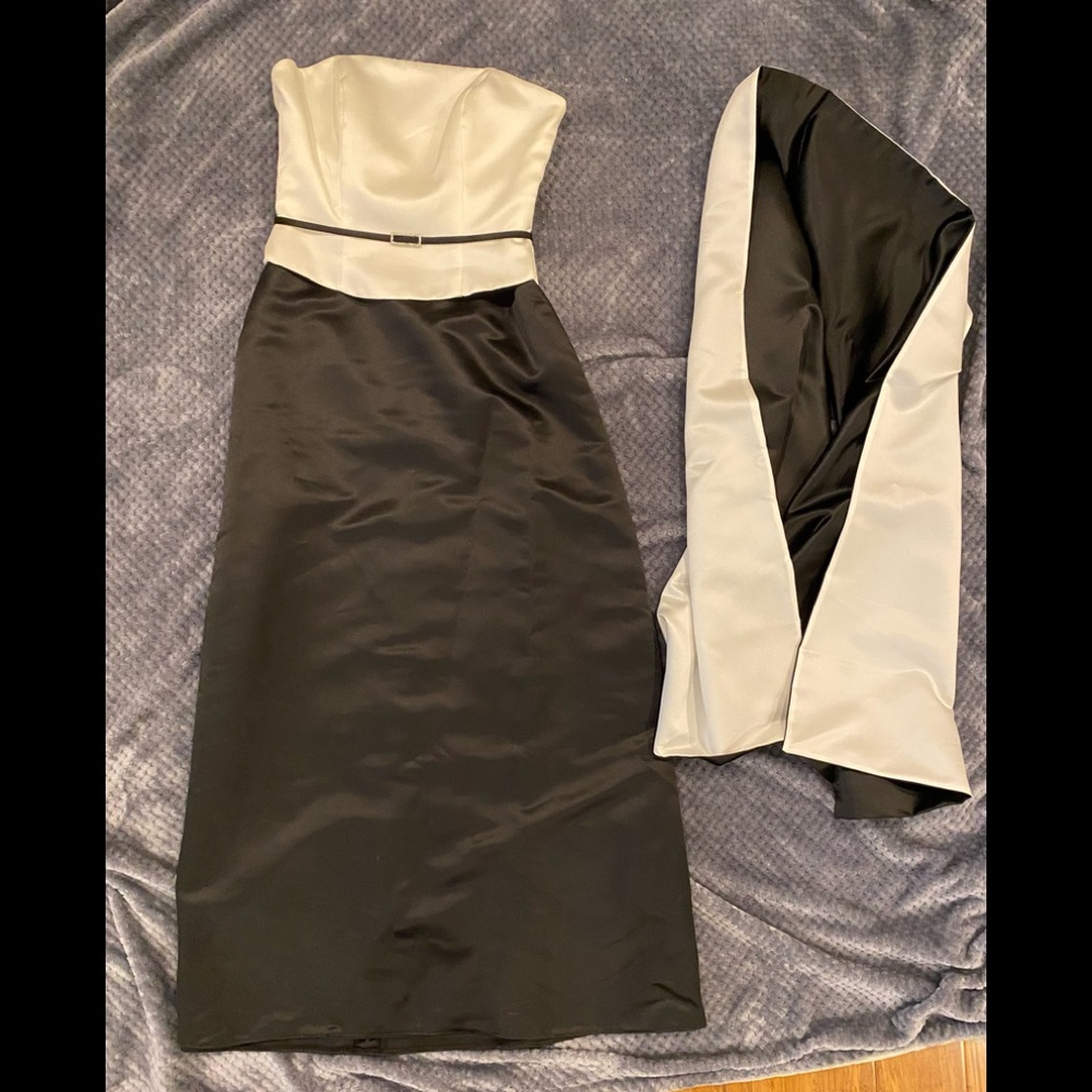 EC gorgeous formal gala black and white Dress with wrap sz10